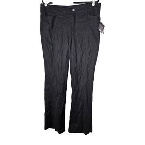 NEW NYDJ 14 Black Linen Blend Dress Pant Career Minimalist Staple professional